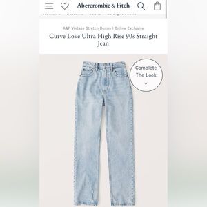 Abercrombie Curve Love Ultra High Rise 90s Straight Jean Light Wash XSHORT 30